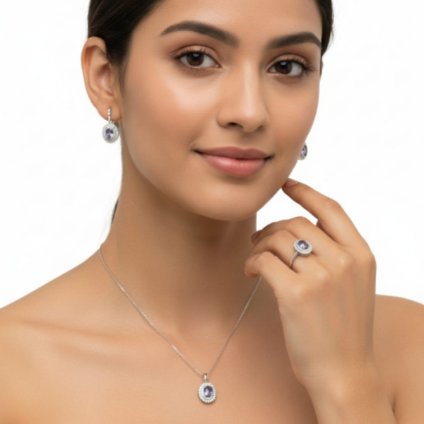 Gizemli Topaz ve Zirkon Taşlı Özel Tasarım 3 Parça Takı Seti